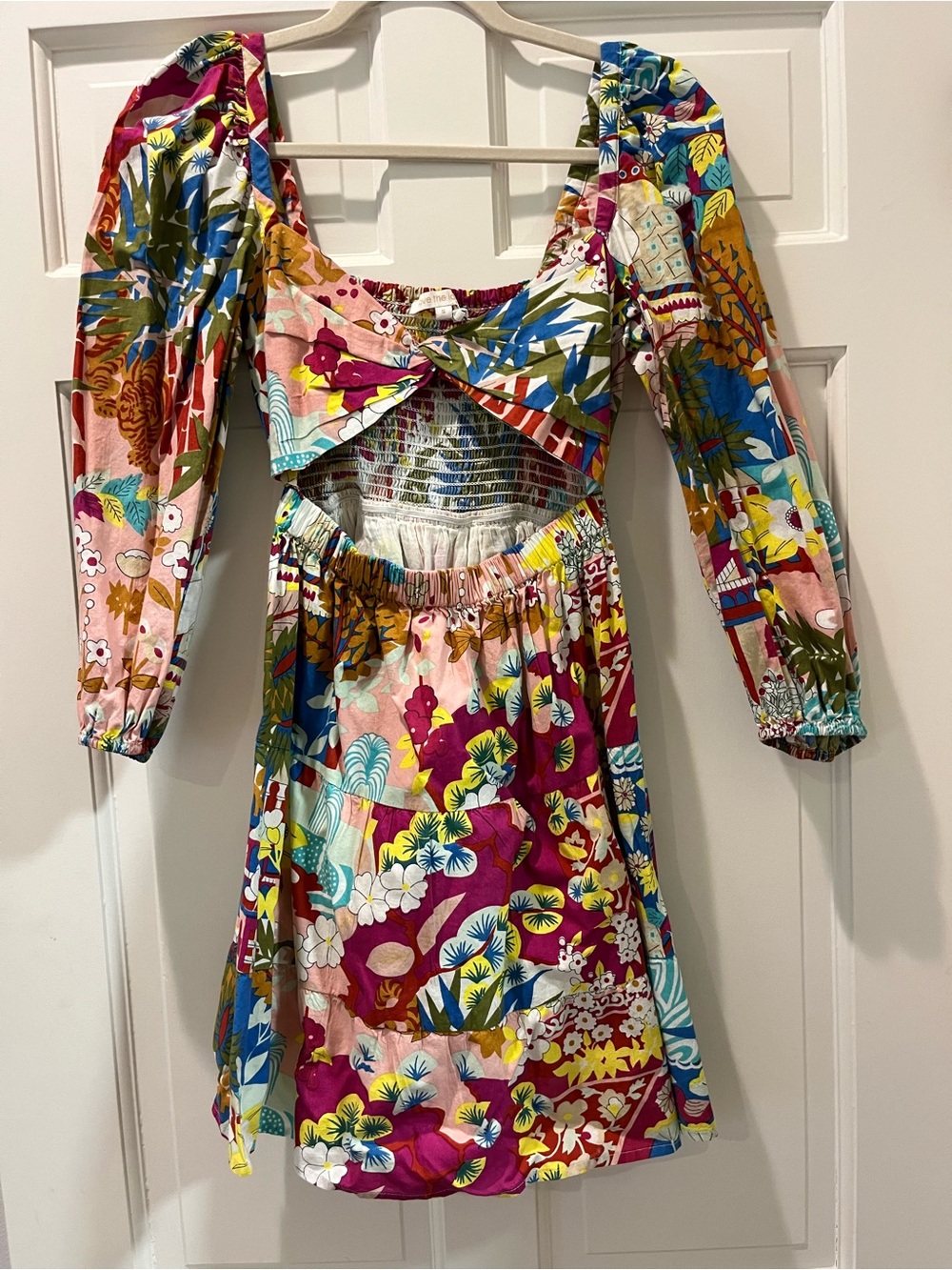 Love the Label Women’s Pink Multi Floral Mini Dress with Cutout